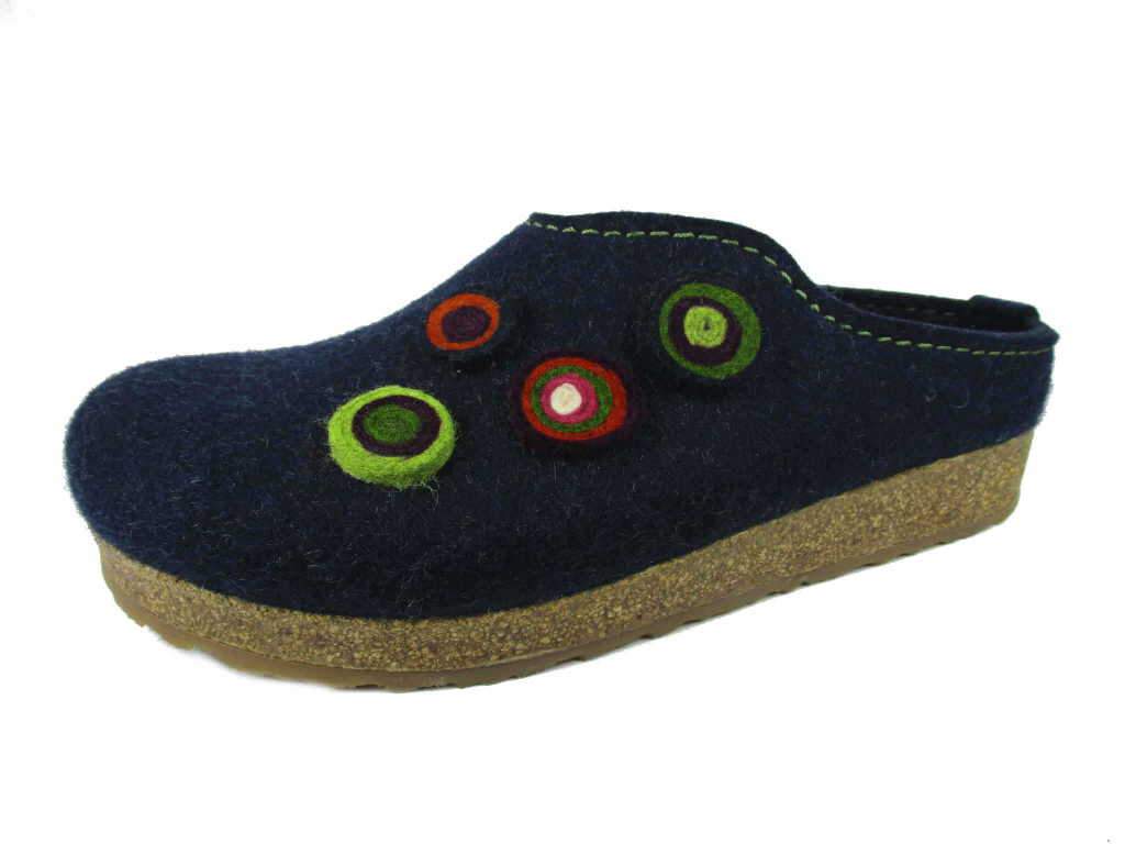 Haflinger Kanon Slippers Clogs Mules Wool Felt Scuffs Slip On House Blue Shoes - Bartel-Shop