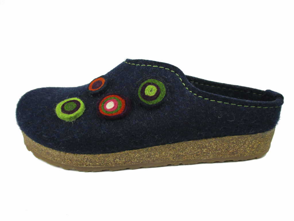 Haflinger Kanon Slippers Clogs Mules Wool Felt Scuffs Slip On House Blue Shoes - Bartel-Shop
