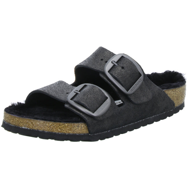 Birkenstock Arizona Slides regular Washed Metallic Antique Black Leather Big Buckle Shoes Suede Sandals Slippers - Bartel-Shop
