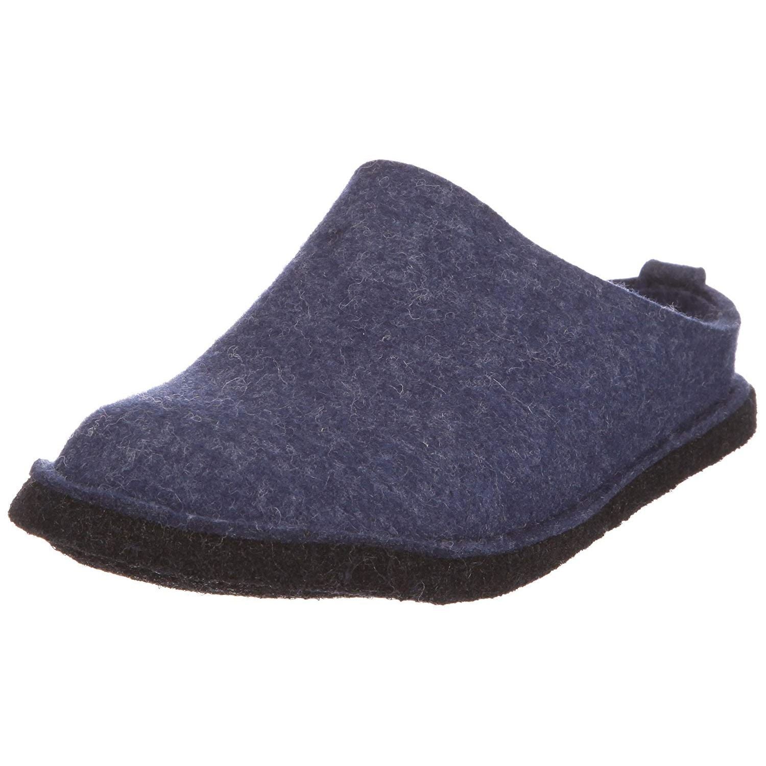Haflinger Flair Slippers Clogs Mules Wool Felt Scuffs Slip On House Shoes Blue - Bartel-Shop