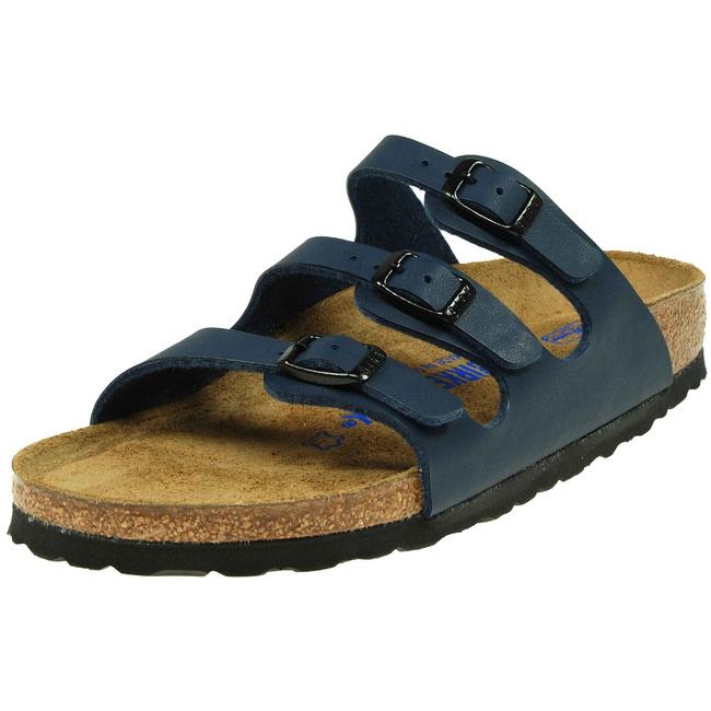 Birkenstock Florida Sandals Shoes Birko-Flor Soft SFB Flip-Flops Slides Blue narrow - Bartel-Shop
