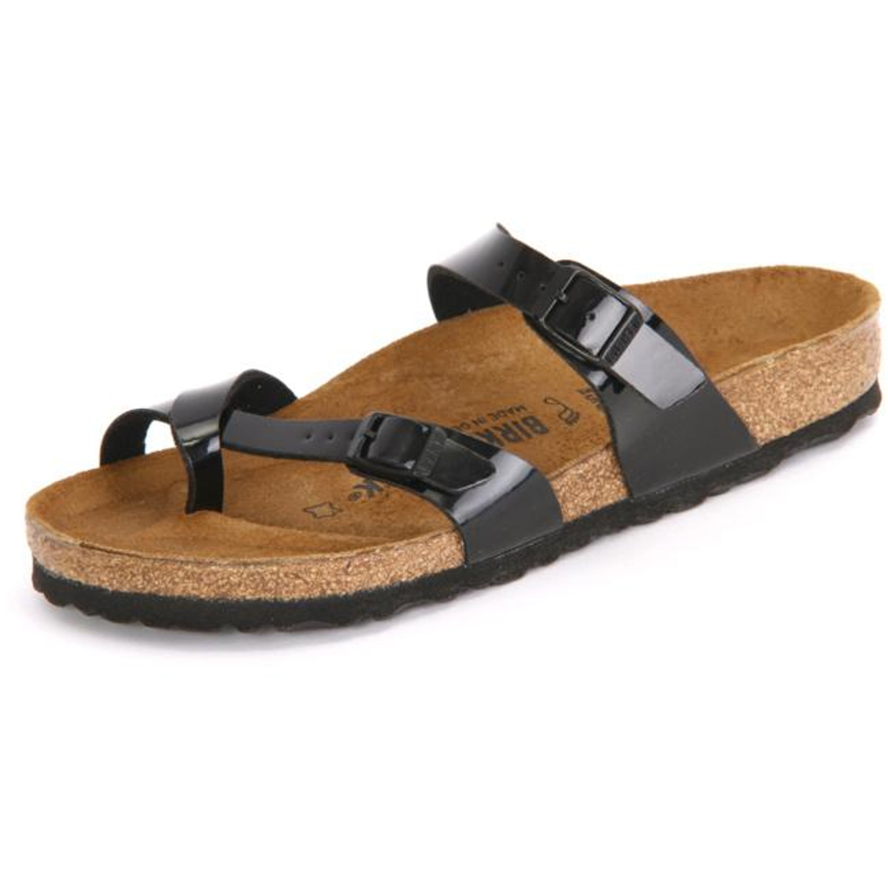 Birkenstock Mayari Womens Mens Thongs Slides Sandals Birko Flor Patent Black regular - Bartel-Shop