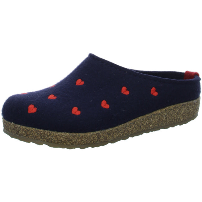 Haflinger Grizzly Cuoricino Slippers Mules Clogs Wool Felt House Shoes Hearts - Bartel-Shop