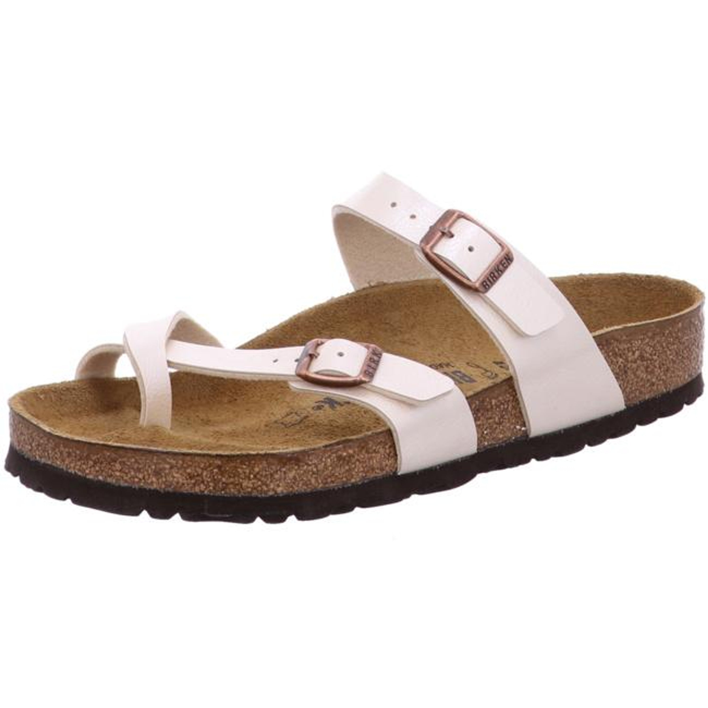 Birkenstock Mayari Thongs Slides Sandals Birko Flor Graceful Pearl White regular - Bartel-Shop