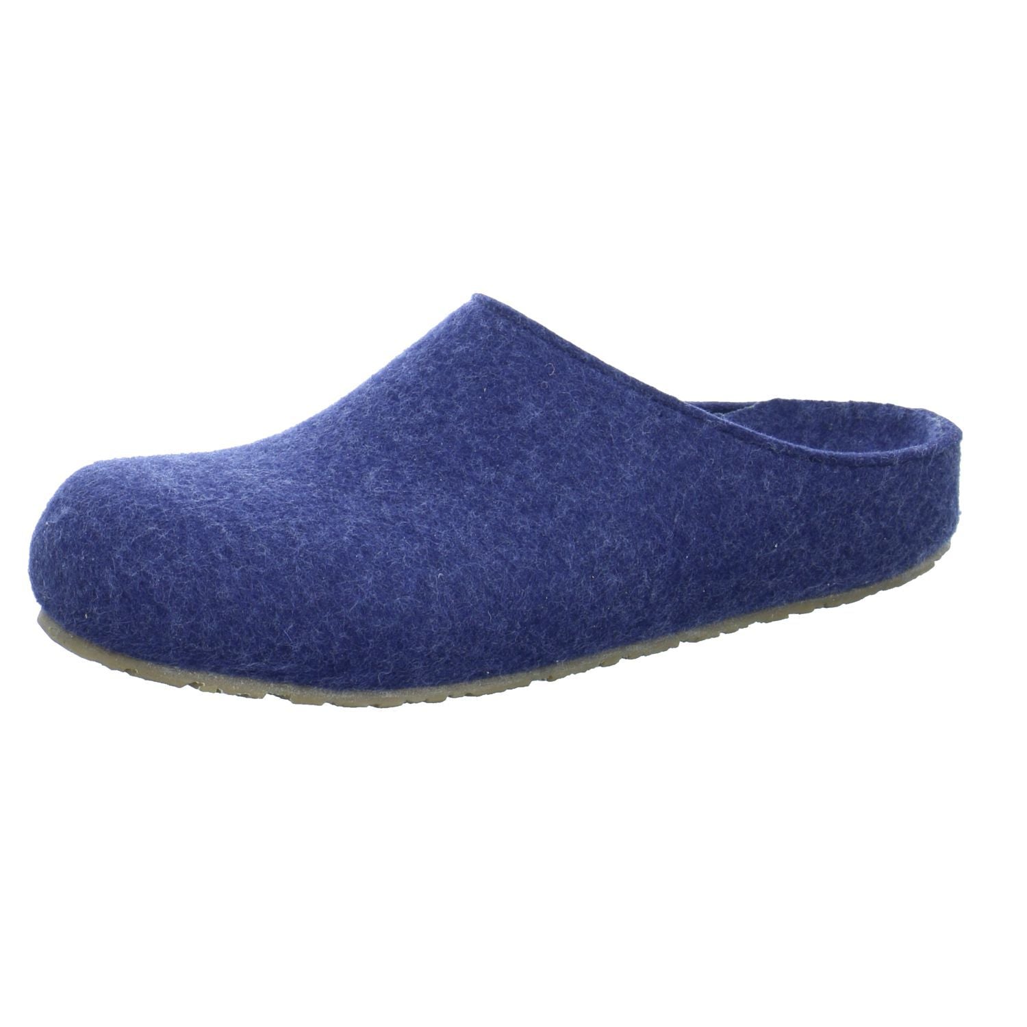 Haflinger Slippers Clogs Mules Wool Felt Scuffs Slip On House Shoes Navy Blue - Bartel-Shop