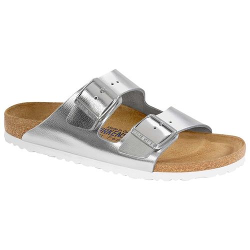 Birkenstock mule Arizona liquid silver leather - Bartel-Shop
