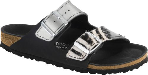 Birkenstock mules Arizona Patchwork Zebra black natural leather - Bartel-Shop