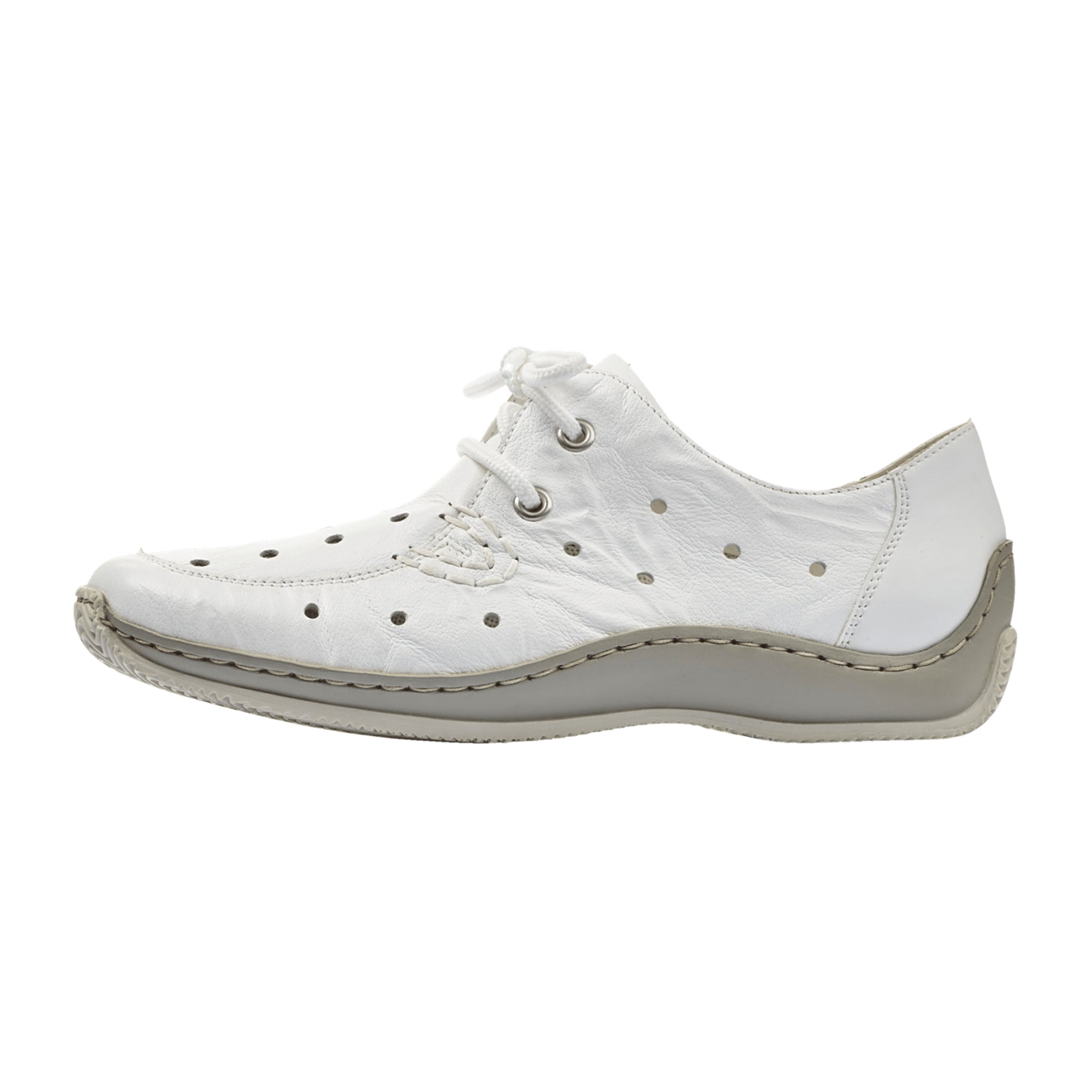 Rieker Women's White Lace-Up Comfortable Casual Shoes Shock Absorbing Sole