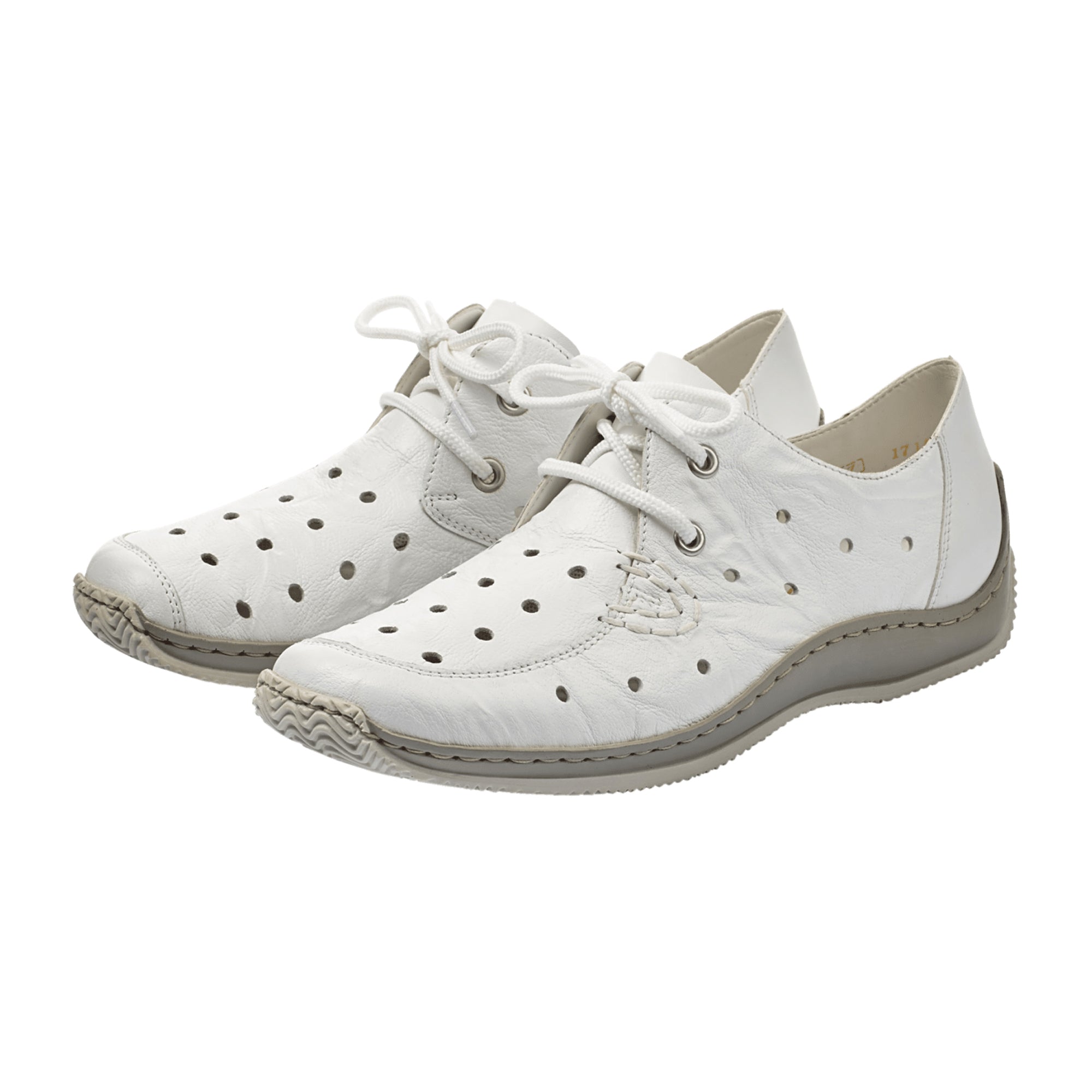 Rieker Women's White Lace-Up Comfortable Casual Shoes Shock Absorbing Sole