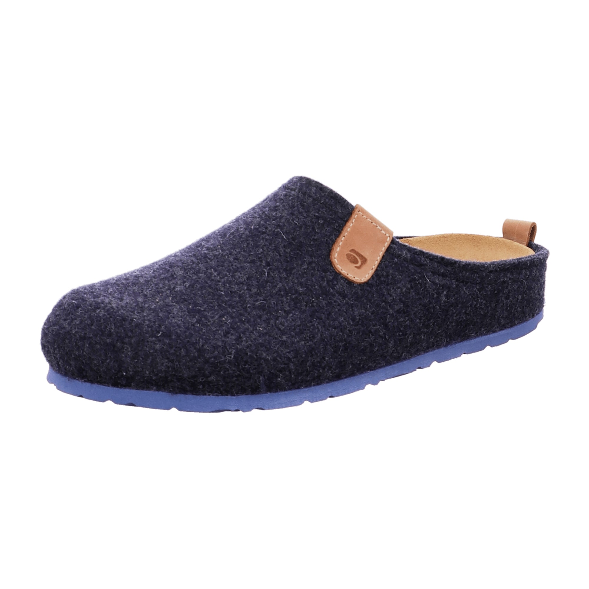 Rohde Men's Blue Wool Felt Slippers, Slip-On, Flat Heel, Winter Shoes