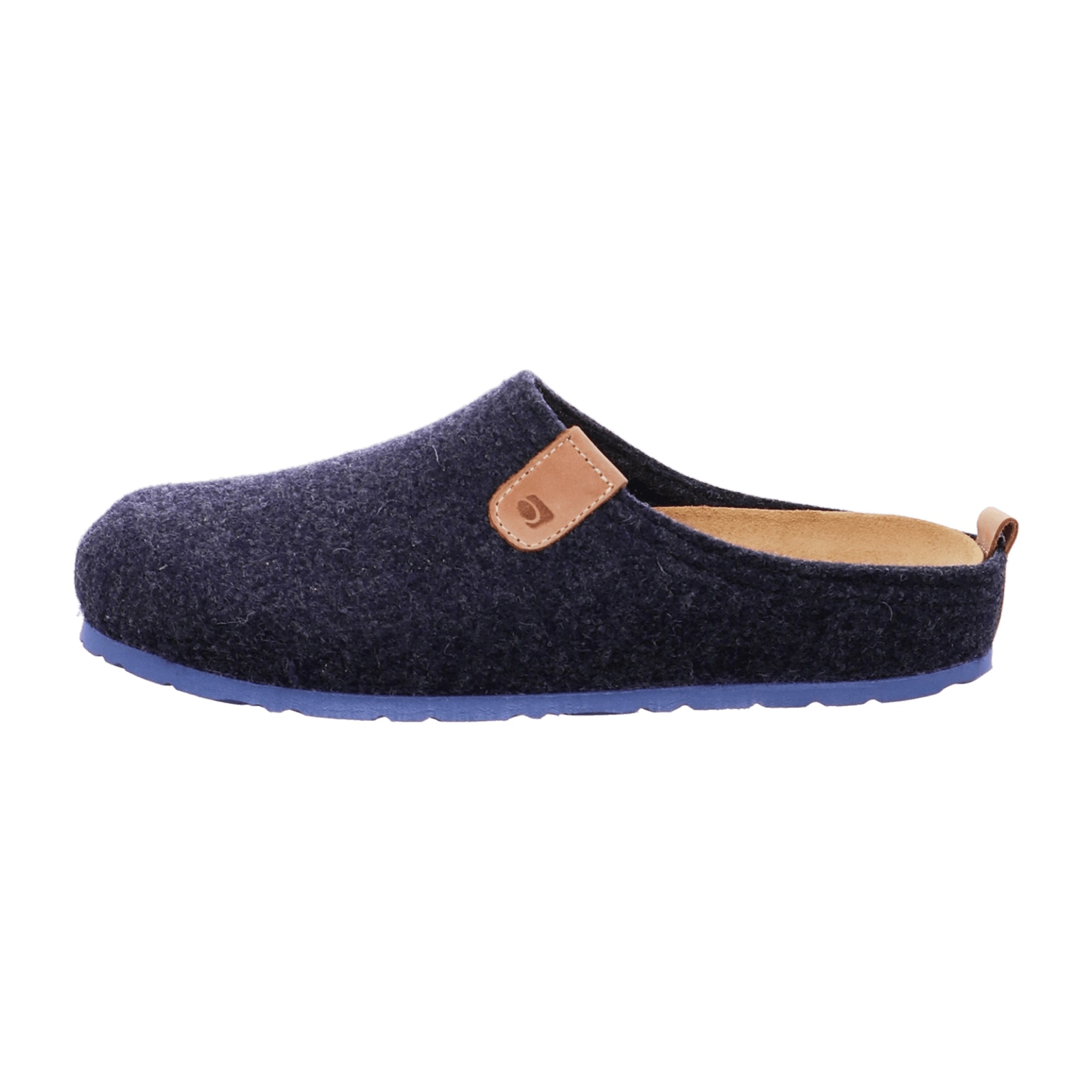 Rohde Men's Blue Wool Felt Slippers, Slip-On, Flat Heel, Winter Shoes