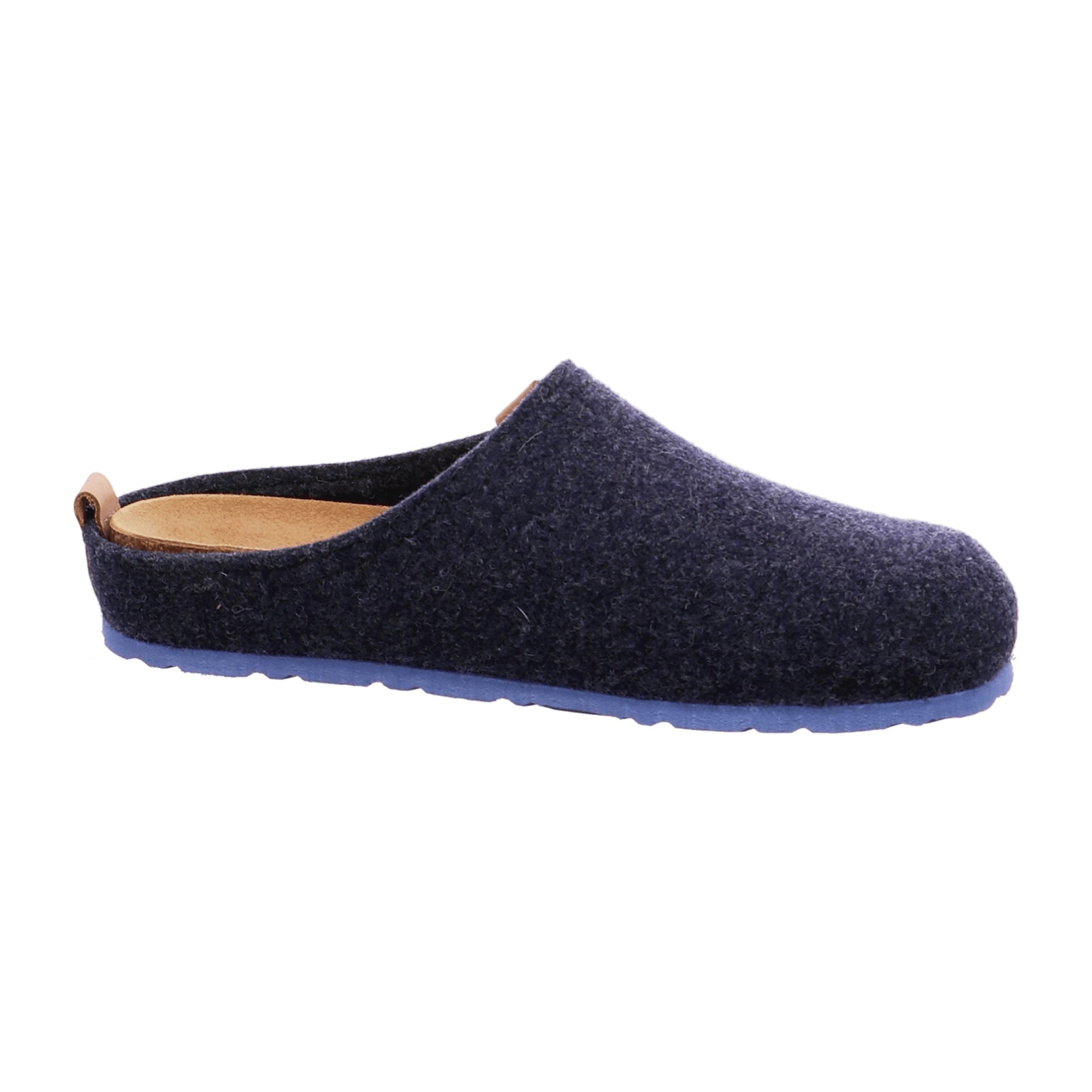 Rohde Men's Blue Wool Felt Slippers, Slip-On, Flat Heel, Winter Shoes