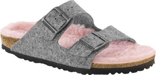 Birkenstock mule Arizona WZ gray happy lamb rose - Bartel-Shop