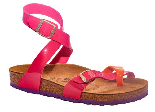 Birkenstock thong sandal Yara BF patent tropical orange pink - Bartel-Shop