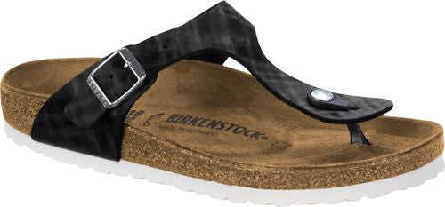 Birkenstock Gizeh thong sandals shiny check black BF - Bartel-Shop
