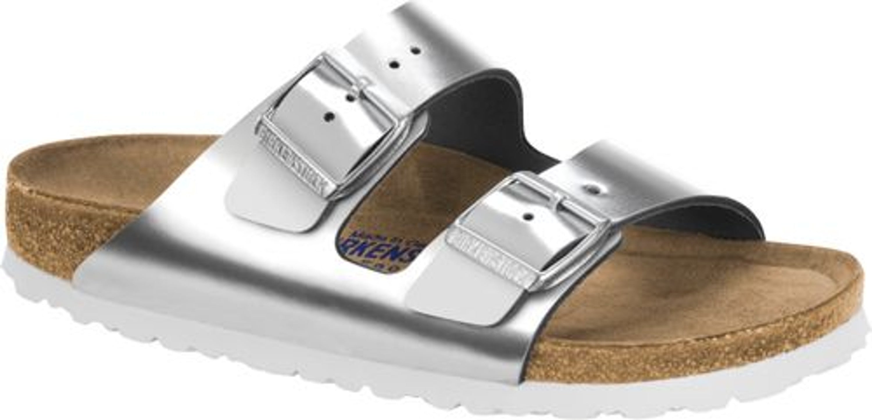 Birkenstock Arizona Slim Slippers silver leatherette - Bartel-Shop