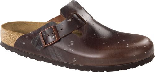 Birkenstock clog Boston nubuck hail storm brown silver - Bartel-Shop