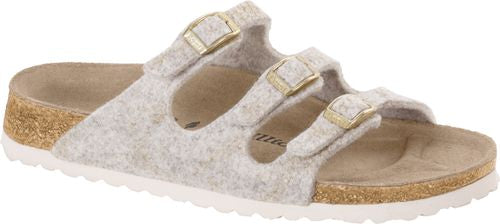 Birkenstock Papillio mule sandal Florida wool felt shiny felt offwhite - Bartel-Shop
