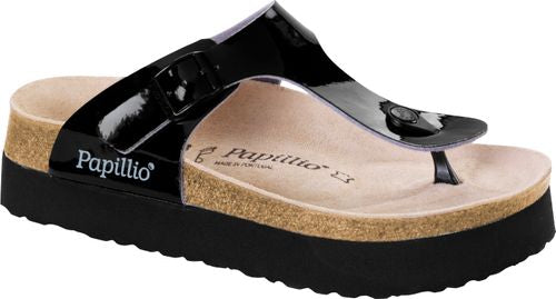 Birkenstock Papillio thong sandal Gizeh BF two tone patent black platform - Bartel-Shop