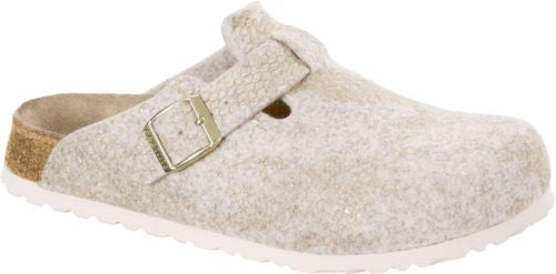 Birkenstock Papillio Clog Boston wool felt shiny felt offwhite - Bartel-Shop