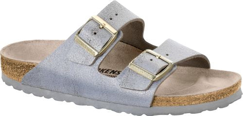 Birkenstock mule Arizona washed metallic blue silver - Bartel-Shop