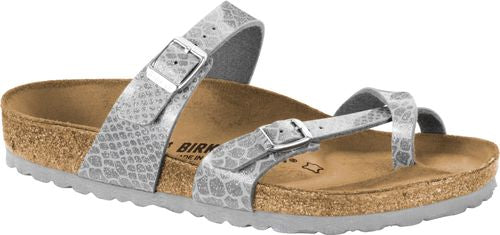 Birkenstock thong sandal Mayari magic snake silver - Bartel-Shop