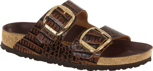 Birkenstock mule Arizona big buckle Embossed gator brown - Bartel-Shop