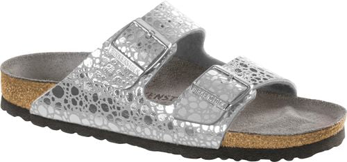 Birkenstock mule Arizona metallic stones silver gray BF - Bartel-Shop