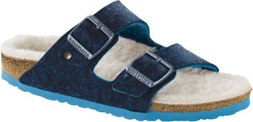 Birkenstock mule Arizona doubleface blue wool - Bartel-Shop
