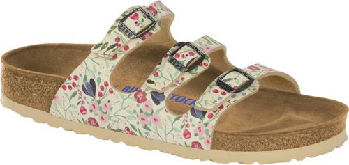 Birkenstock mule Florida meadow flowers beige BF - Bartel-Shop