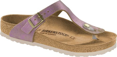 Birkenstock thong sandal Gizeh suede leather washed metallic pink - Bartel-Shop