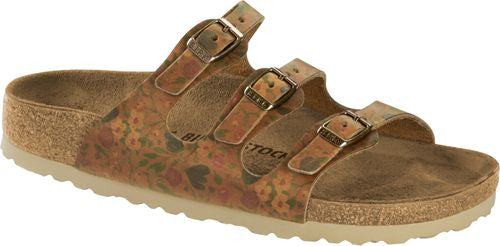 Birkenstock mule Florida vintage flower cognac leather - Bartel-Shop