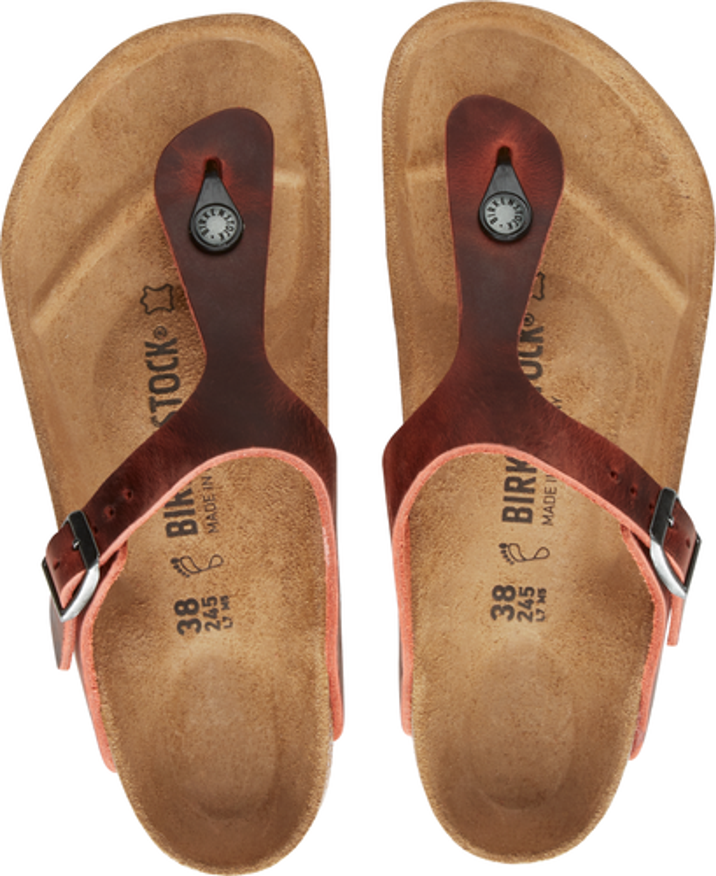 Birkenstock Gizeh mules narrow red leather - Bartel-Shop