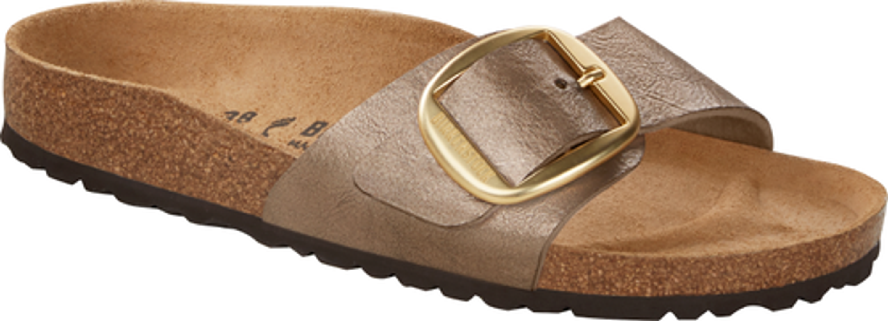 Birkenstock Madrid Big Buckle Sandals taupe, metallic Nubuck leather - Bartel-Shop