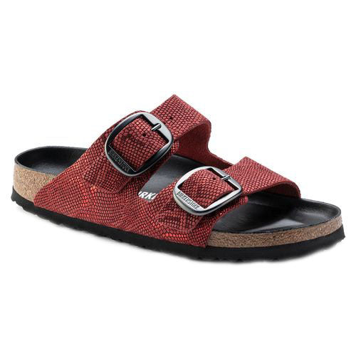 Birkenstock Arizona Big Buckle Royal Python Gray Red Suede Leather Sandals Slides Snake Shoes - Bartel-Shop