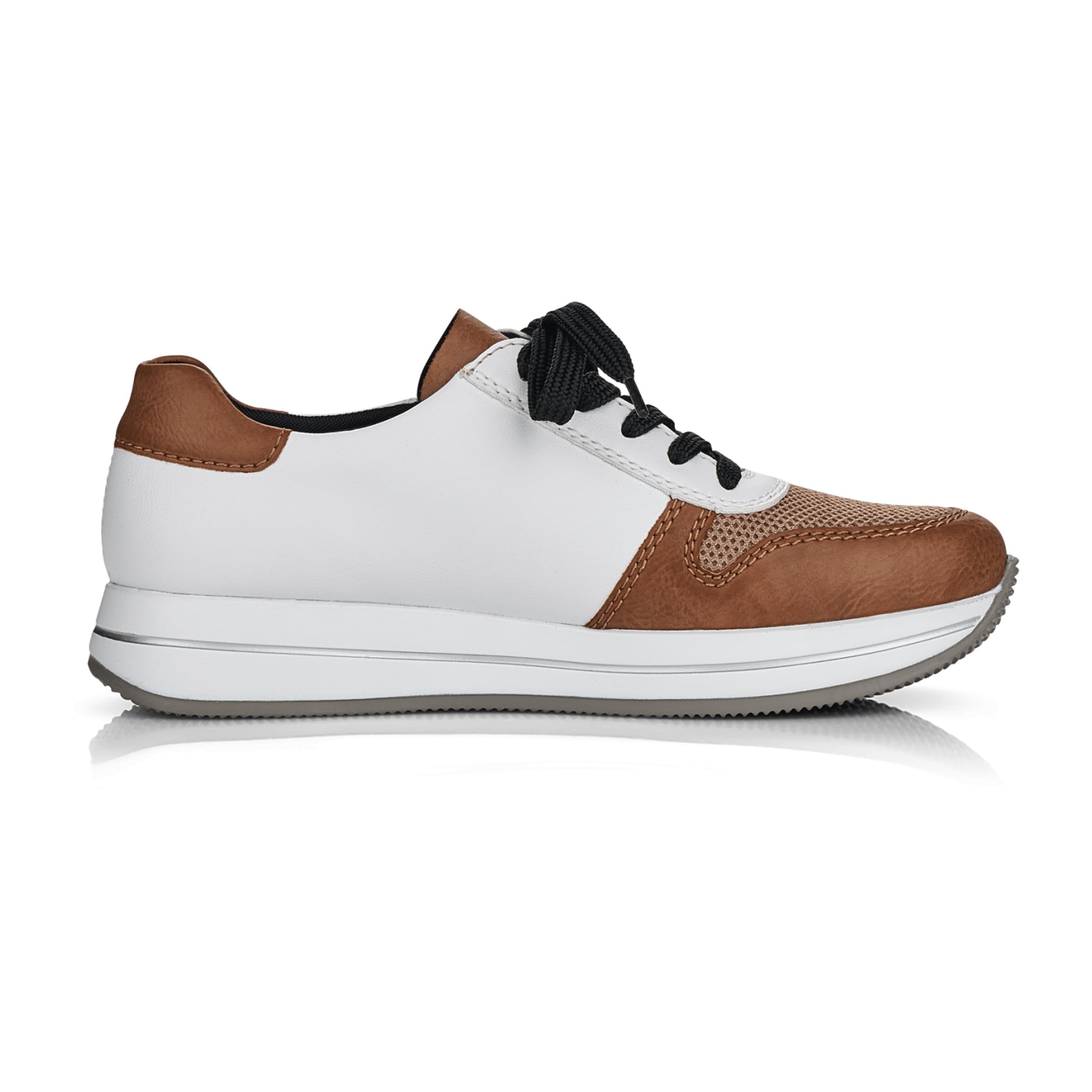 Rieker N452064 N45 Women's Brown Casual Sneakers with Flat Heel and Lace-Up Closure