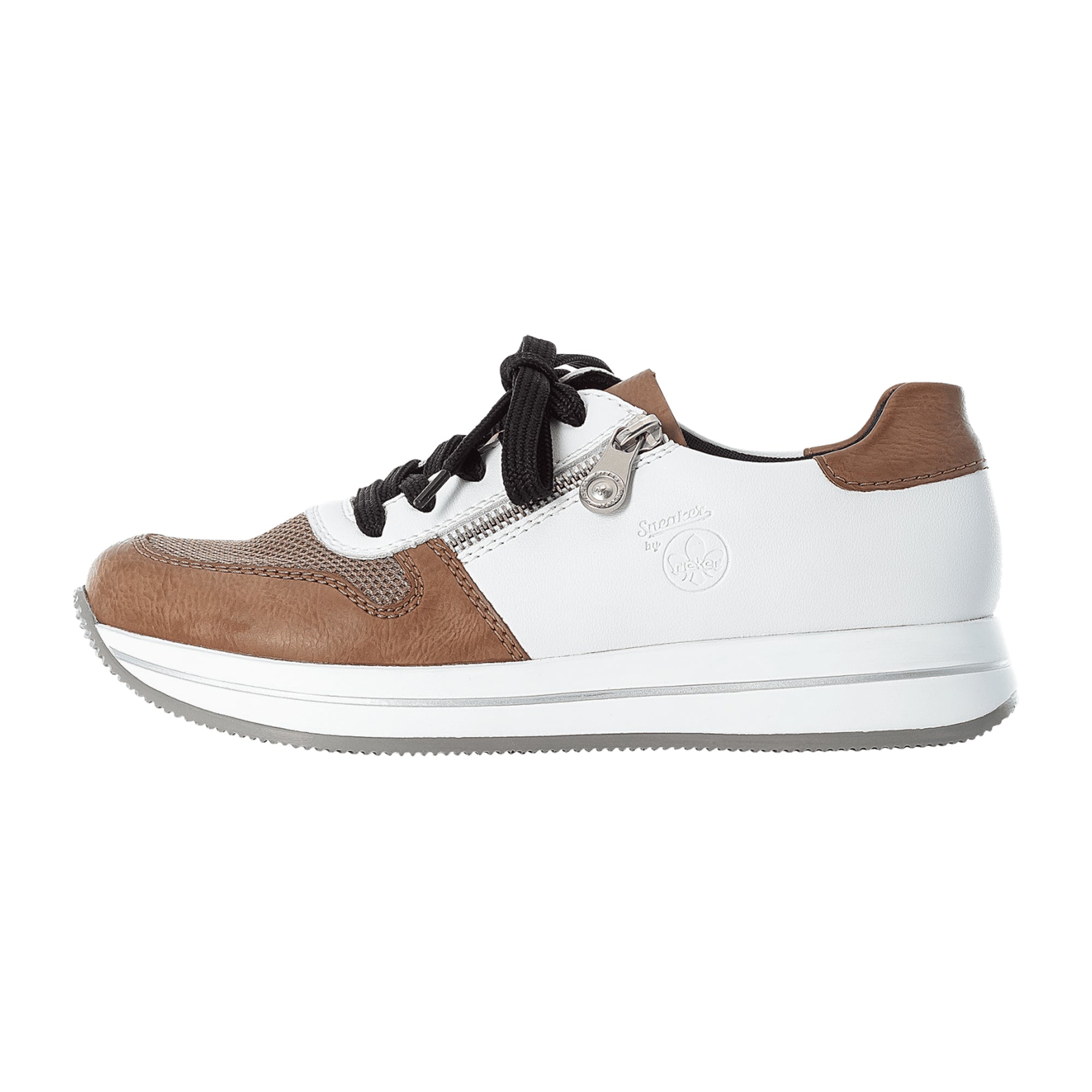Rieker N452064 N45 Women's Brown Casual Sneakers with Flat Heel and Lace-Up Closure
