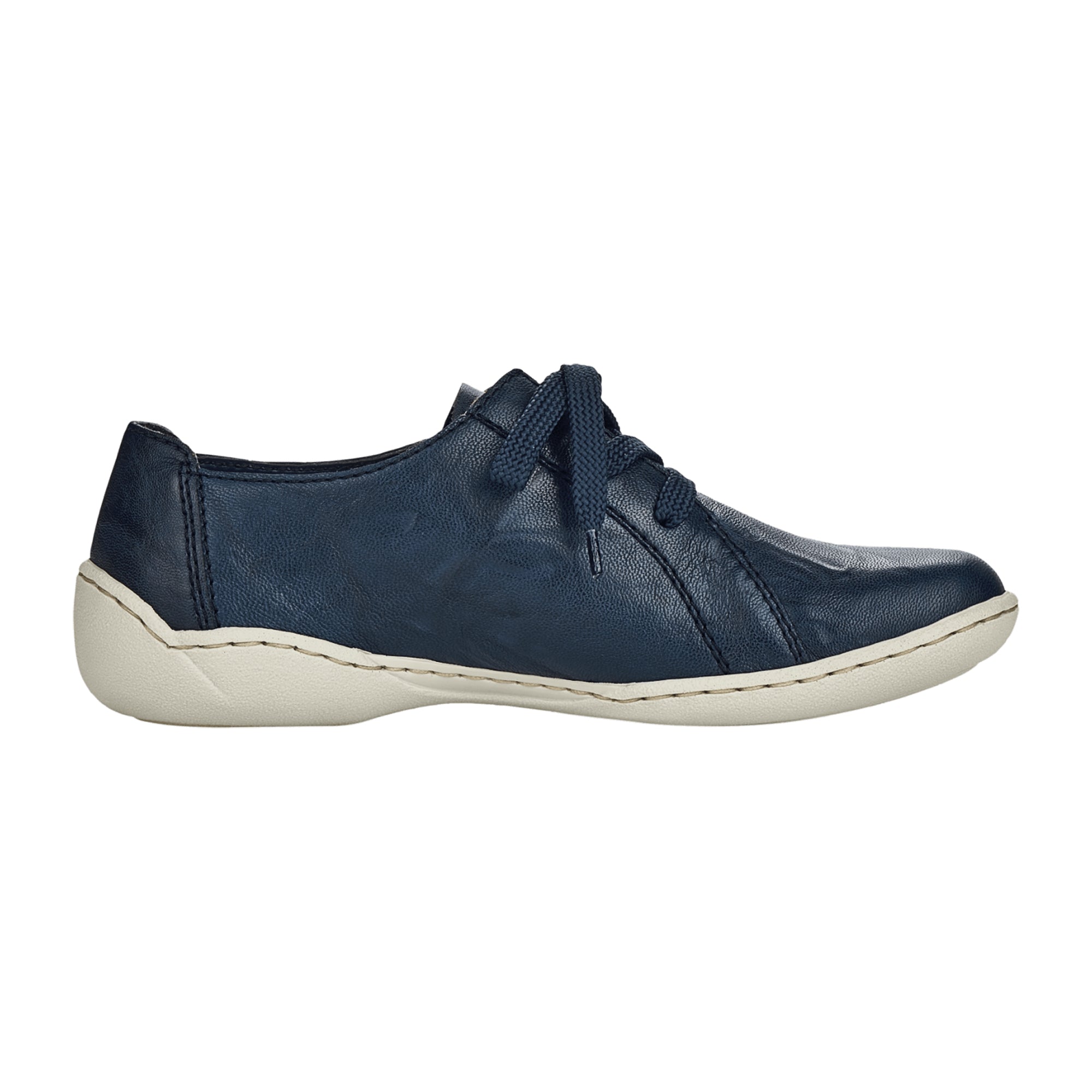 Rieker Women's Casual Blue Leather Lace-Up Shoes Comfortable Padded Insole