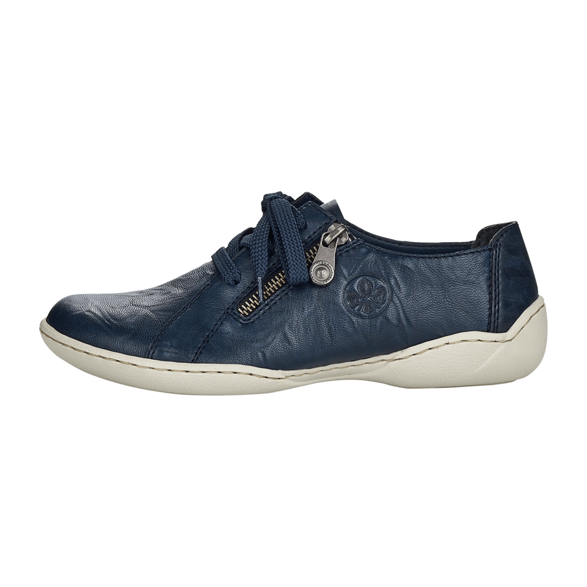 Rieker Women's Casual Blue Leather Lace-Up Shoes Comfortable Padded Insole