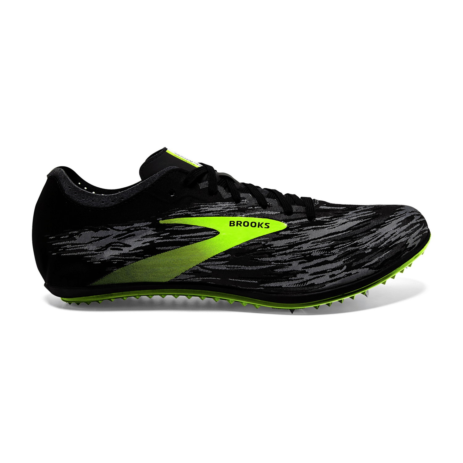 Brooks Unisex Elmn8 V5 Running Shoe Lace-Up in Black Grey Nightlife Fabric with Rubber Sole