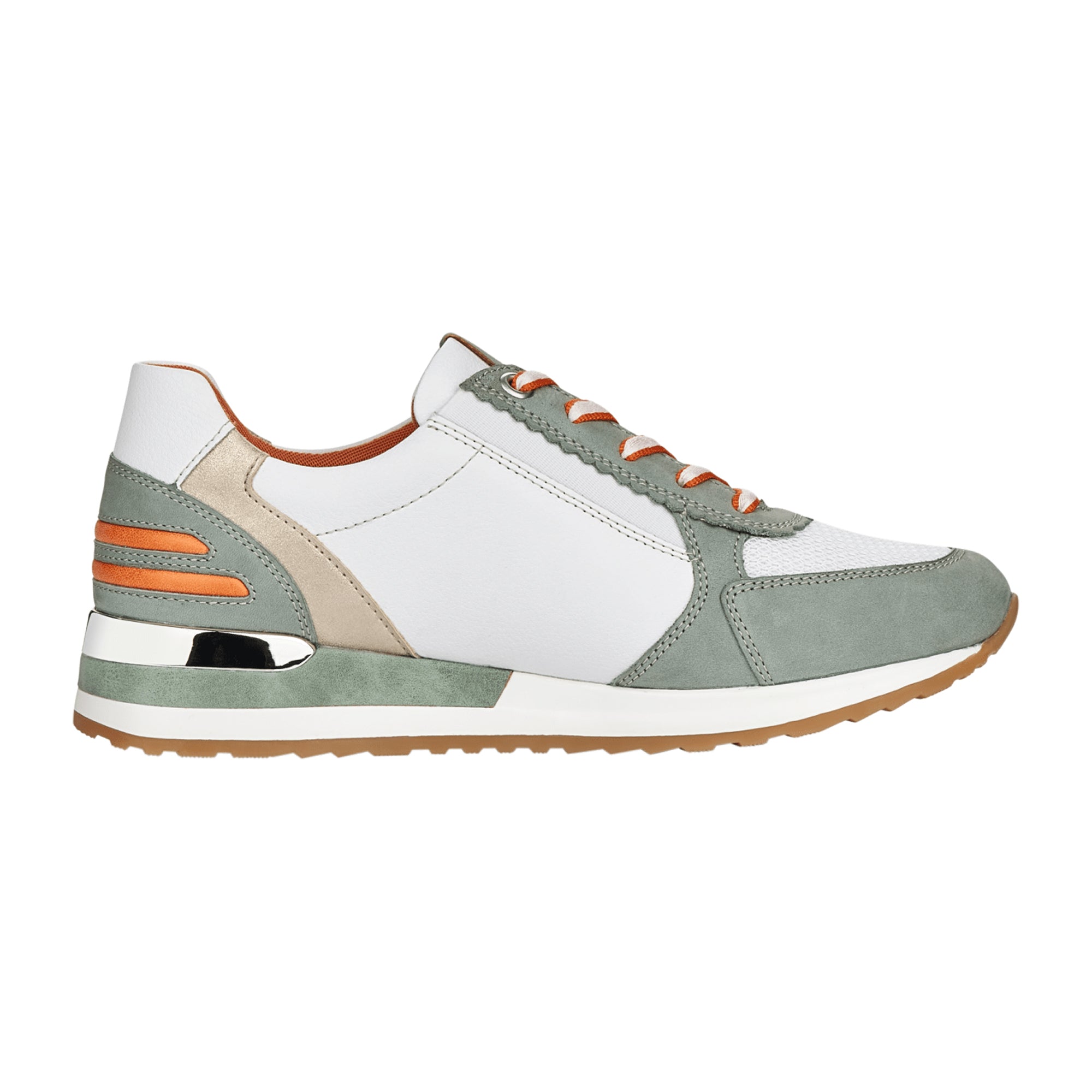 Remonte Green Leather Women's Shoes with Removable Insole and Wedge Heel