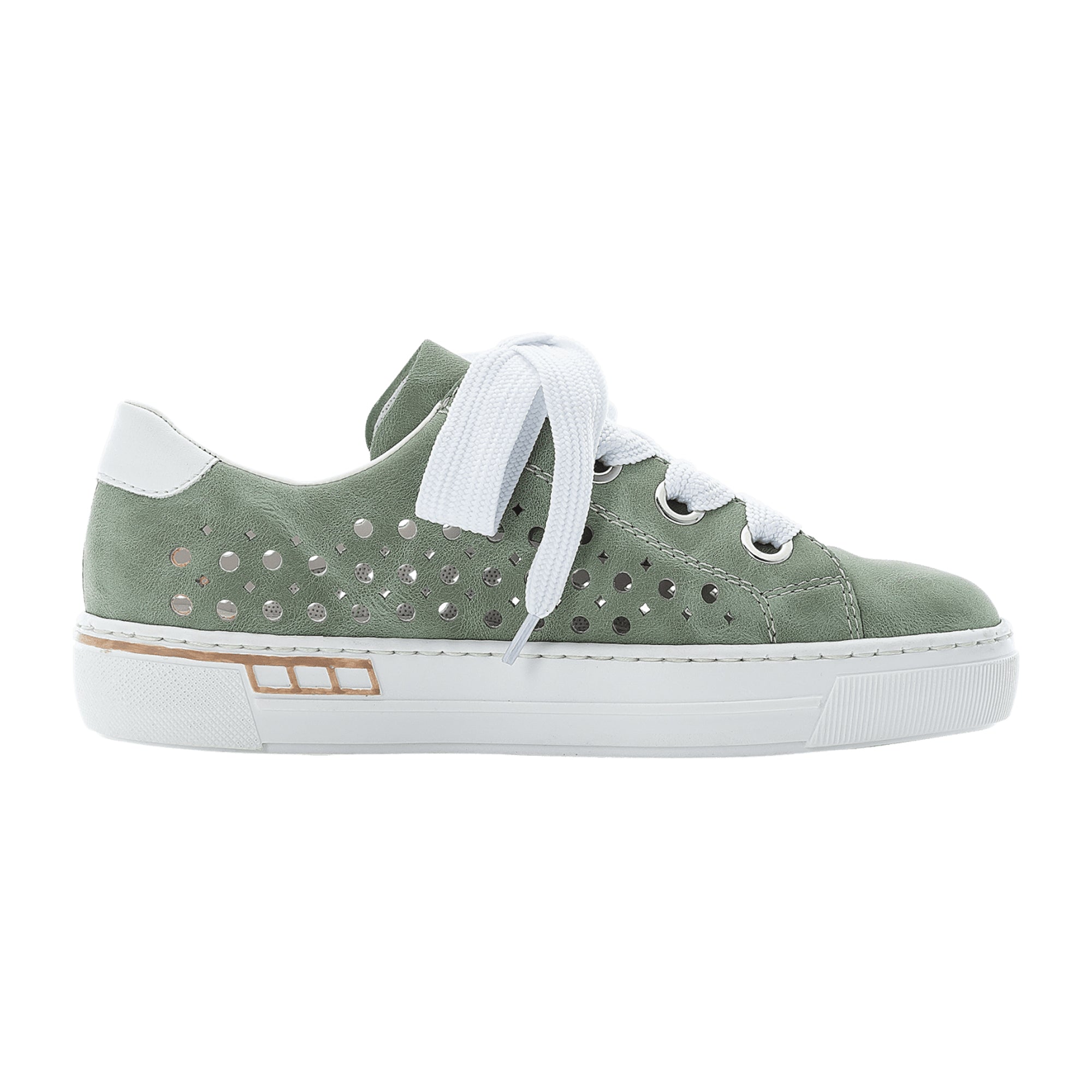 Rieker Women's Green Lace-Up Shoes with Perforated or Woven Design