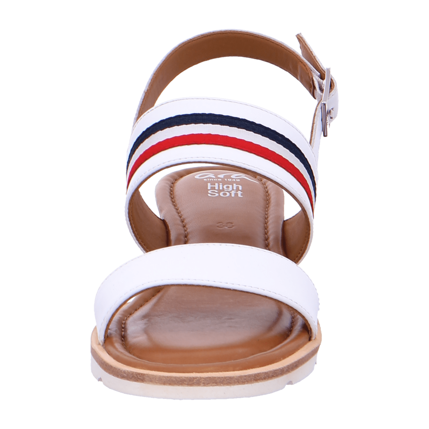 ARA CARMEL Women's Ankle Strap Slippers in White Smooth Leather