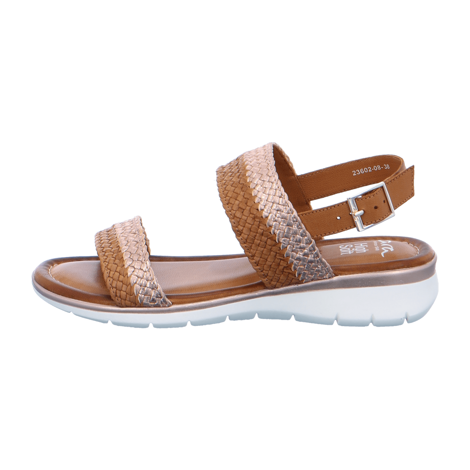 ARA KRETA Women's Ankle Strap Leather Sandal with Buckle in Brown