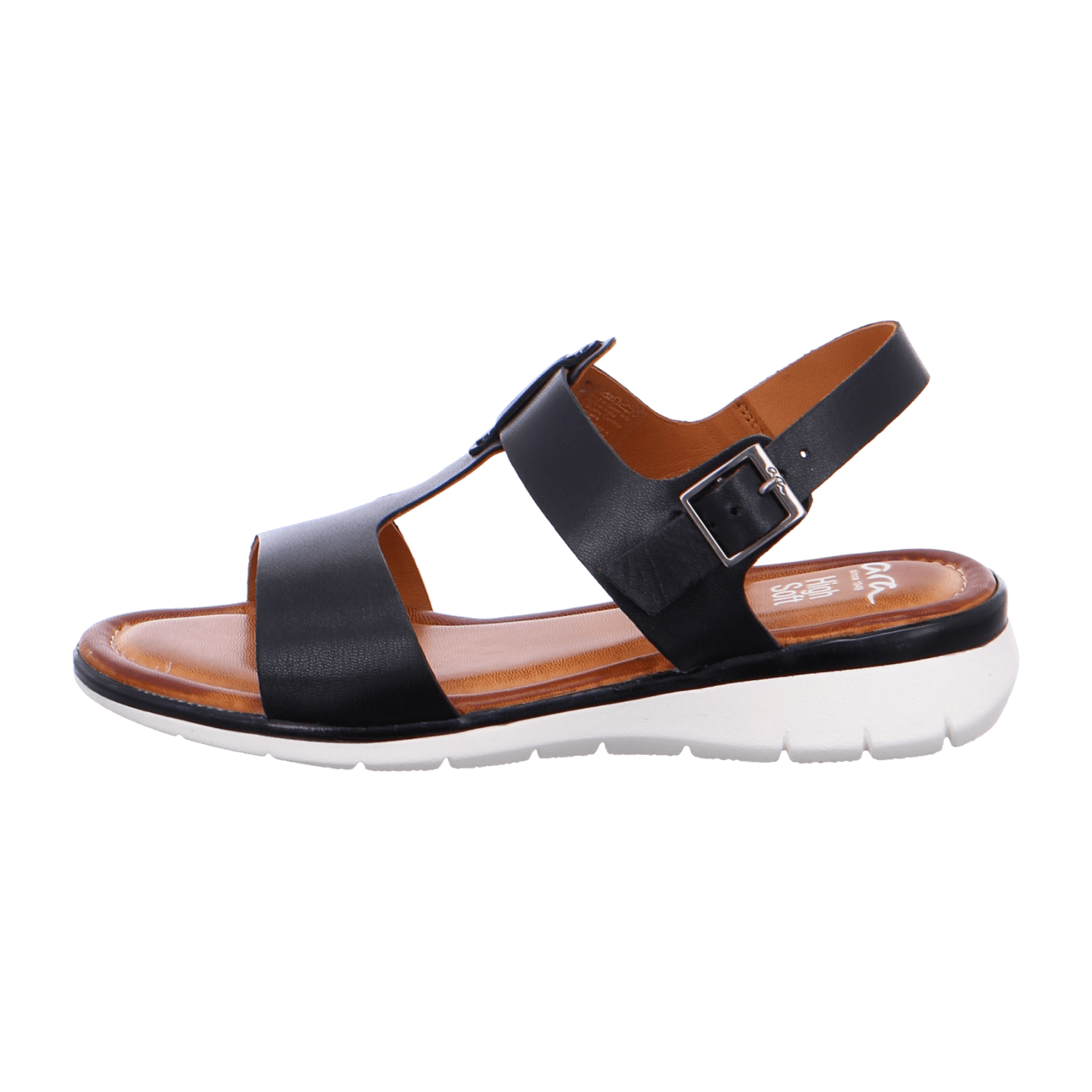 ARA KRETA Women's Ankle Strap Sandals in Smooth Black Leather