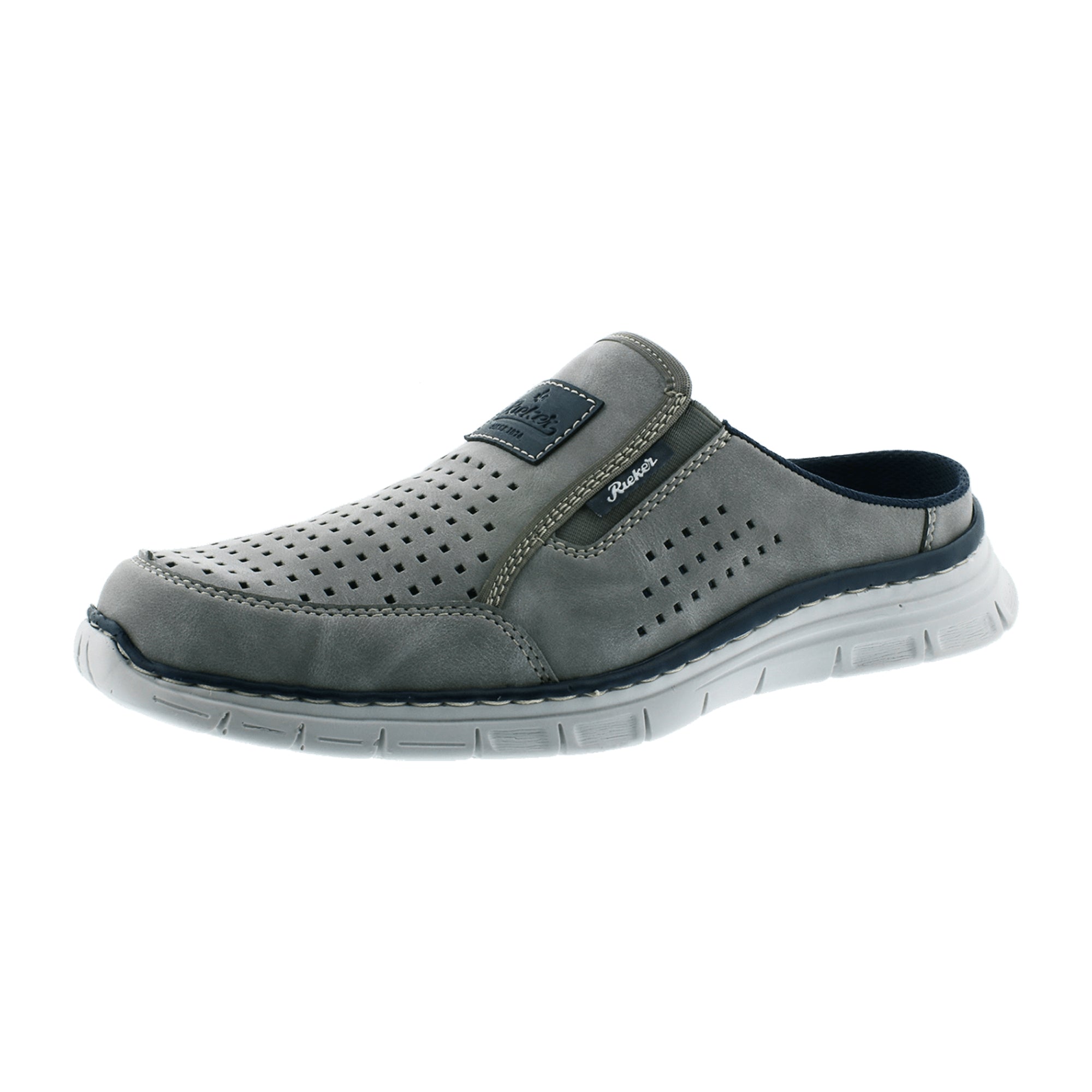 Rieker Men's Gray Clogs Comfortable Synthetic Leather Slip-On Shoes