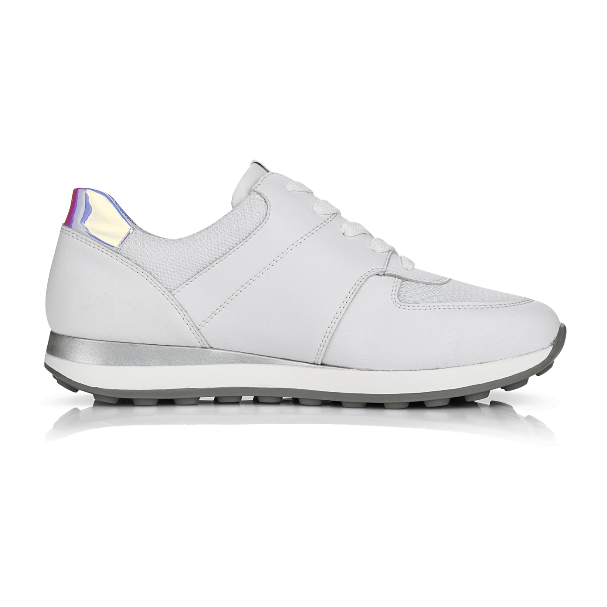 Remonte Women's White Leather Sneakers R180081 Flat Heel Lace-Up Shoes