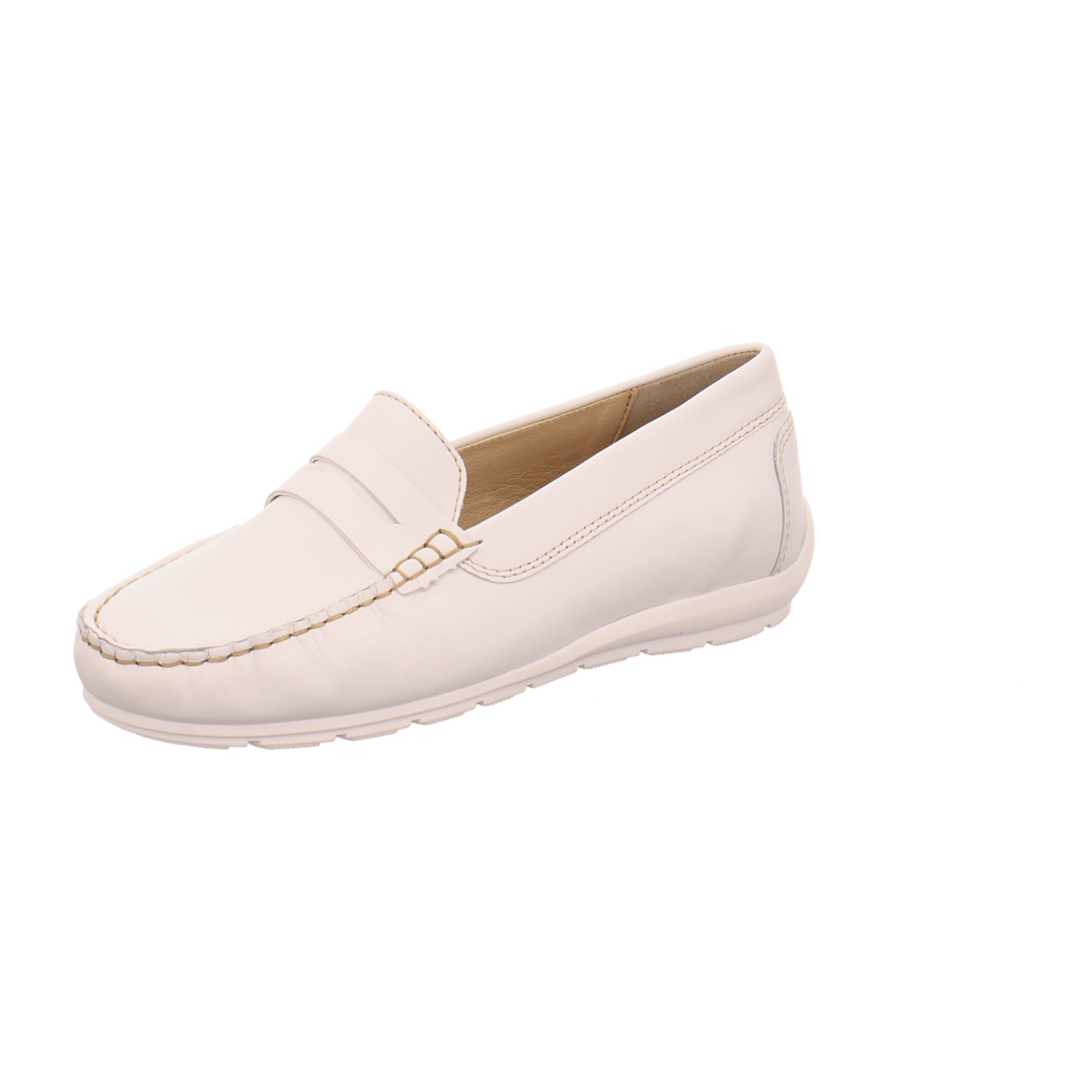 ARA Alabama Women's Moccasin in White Smooth Leather with Leather Lining and Synthetic Sole