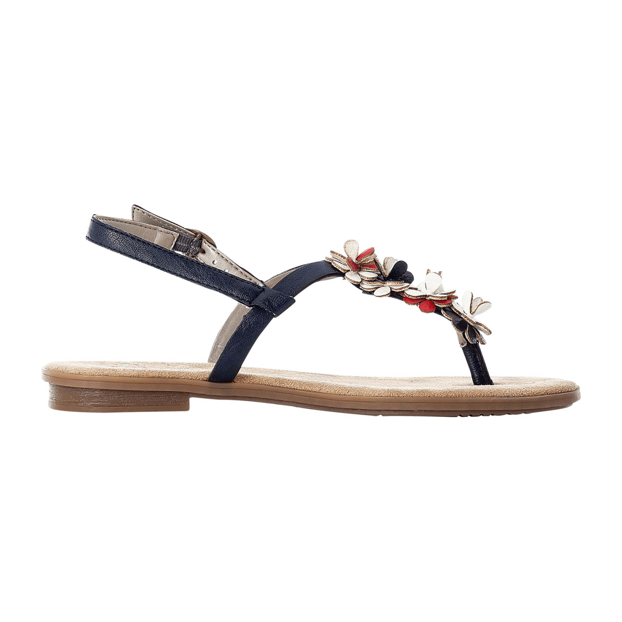 Rieker Women's Blue Sandals with Strap Closure and Flat Heel - Bartel-Shop