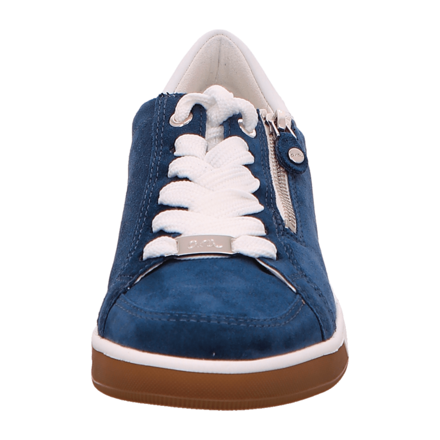ARA ROM Women's Sneakers in Blue Nubuck Leather with Lace-Up Closure and Round Toe